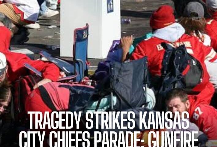 On Wednesday afternoon, Kansas City's downtown roads had become a sea of red - hundreds of thousands of Kansas City Chiefs lovers gathered to mark their team's second straight Super Bowl win.