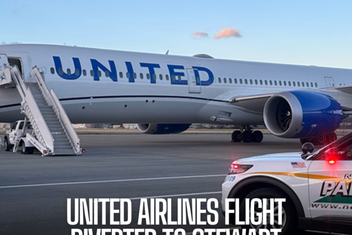 A United Airlines flight departing Tel Aviv for Newark Airport was diverted to Stewart International Airport in New York.