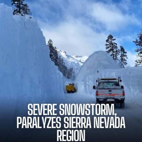 A massive blizzard is battering areas of California and Nevada in the western United States.