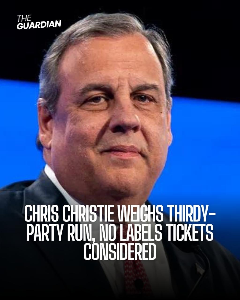 Republican ex-New Jersey governor coy on whether he is thinking of 2024 ballot run with centrist No Labels group.