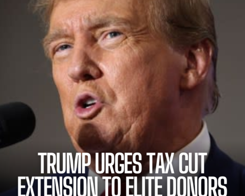 At a private fundraising dinner, Donald Trump emphasises the need of extending his trademark tax cuts to rich political donors.